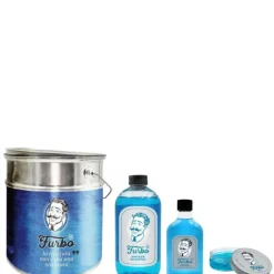 Furbo Blu After Shave + Shower Shampoo + AQUA WAX Cera per Capelli Confezione 200 ML Lozione Dopo Barba + 500 ML Gel Doccia e Shampoo + 100 ML Gel Capelli