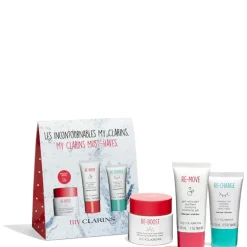 My Clarins - RE-BOOST Créme fraicheur Hydratante - Tutti i tipi di Pelle Confezione 50 ML Crema Viso + 15 ML Maschera Notte Viso + 30 ML Detergente Viso