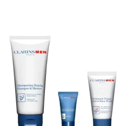 Shampooing Douche - Shampoo Doccia ClarinsMen Confezione 200 ML Shampoo e Shower Gel + 30 ML Gel Detergente Viso + 12 ML Balsamo Viso